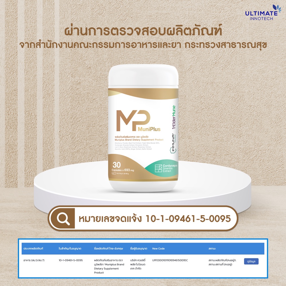 หลักฐานการขึ้นทะเบียนมูนิพลัส เลขที่ 10-1-09461-5-0095